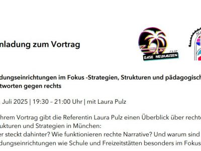 Einladung zum Vortrag Bildungseinrichtungen im Fokus - Strategien, Strukturen und pädagogische Antworten gegen rechts