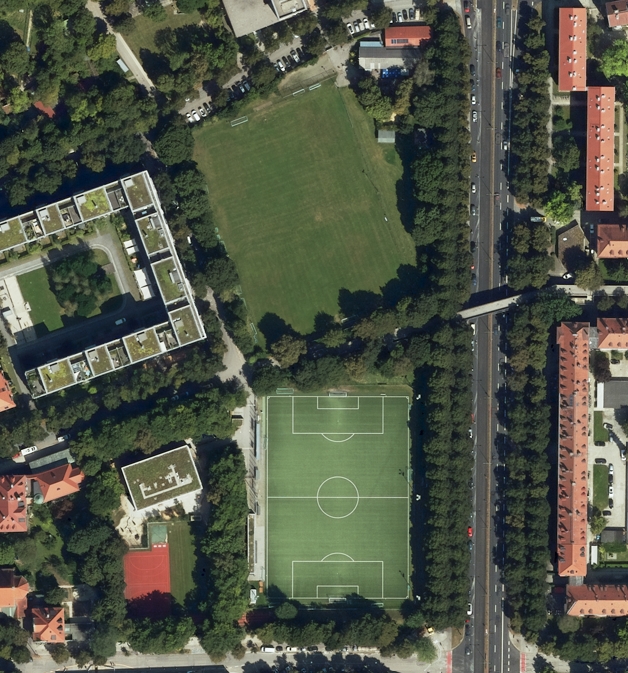 Sportplatz Luftaufnahme vom Sportplatz-Gelände des FT Gern